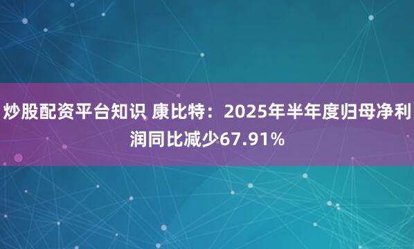 炒股配资平台知识 康比特：2025年半年度归母净利润同比减少67.91%